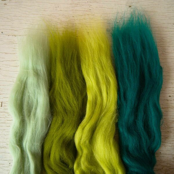 Merino top assortment, greens, 100 g total