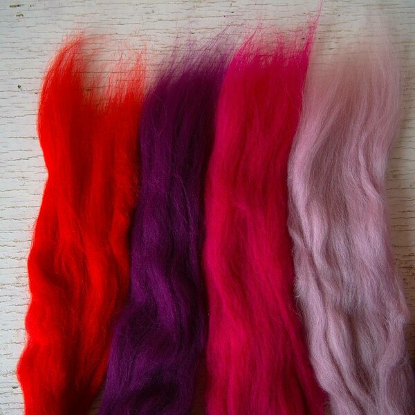 Merino top assortment, pinks, 100 g total